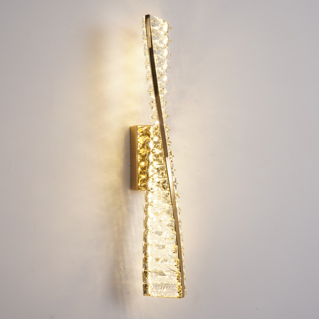 Kinkiet kryształowy złoty nowoczesny, designerska lampa ścienna glamour CRYSTAL