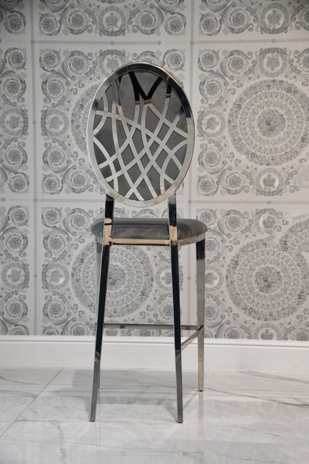 Luksusowy hoker nowoczesny glamour w tkaninie velvet szary, srebrny AZURO