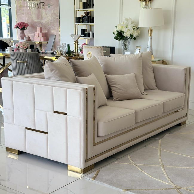 Nowoczesna złota sofa rozkładana luksusowa kanapa glamour PALACE