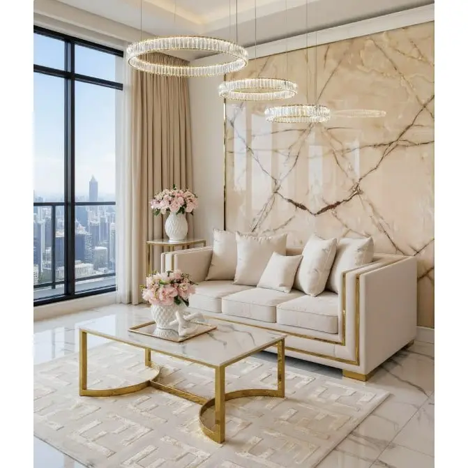 Rozkładana sofa glamour nowoczesna złota kanapa MONACO