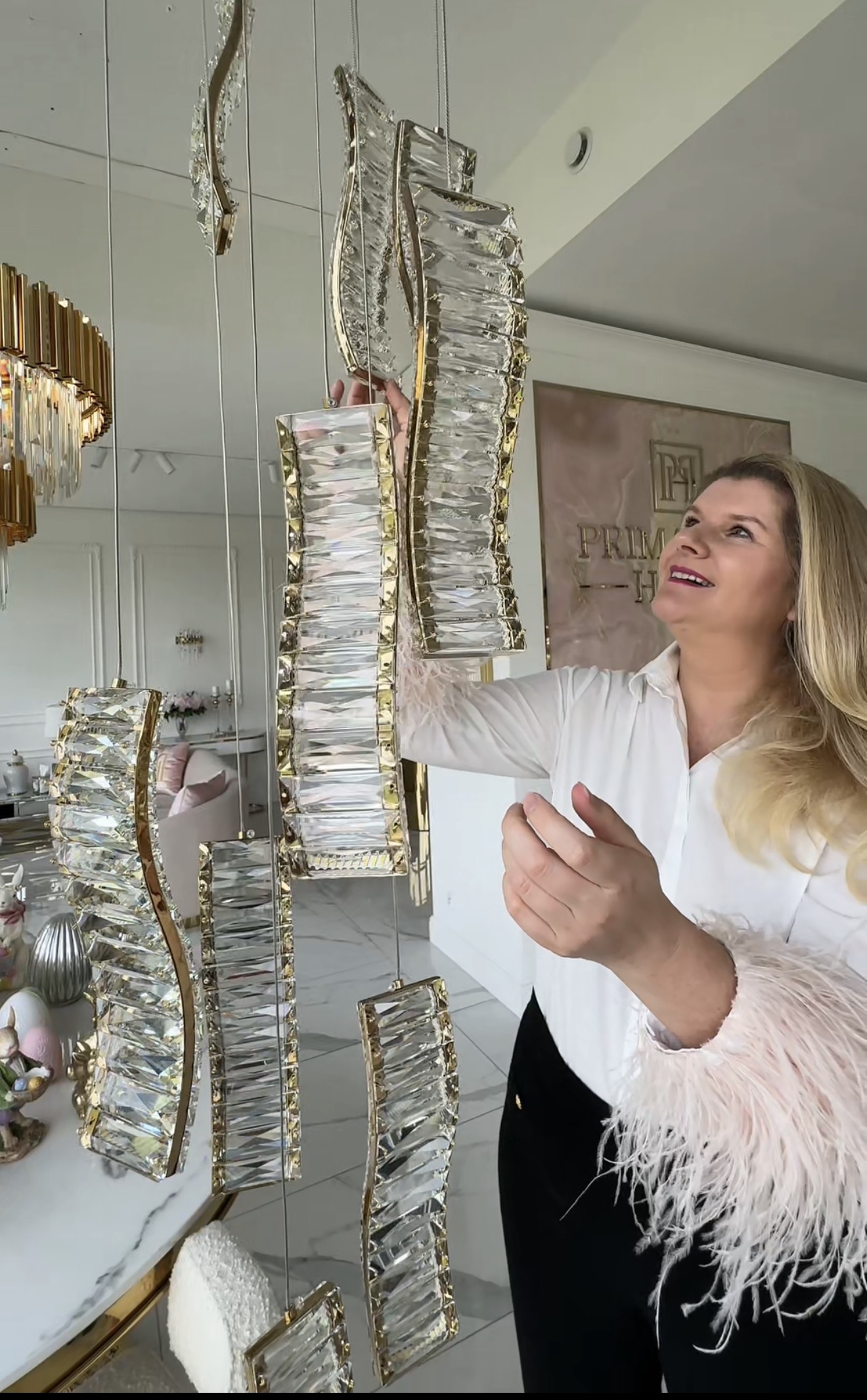 Żyrandol kryształowy nowoczesny na antresolę