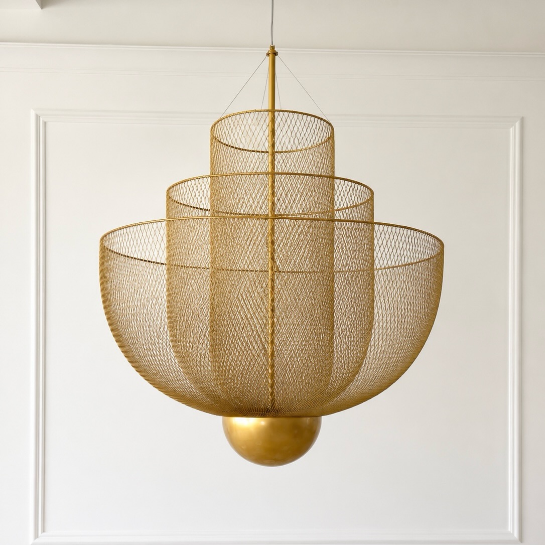 Designerska lampa wisząca złota nowoczesny złoty żyrandol FLORENCJA
