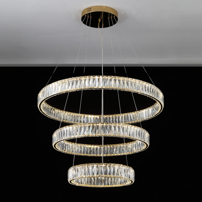 Żyrandol kryształowy ring złoty nowoczesny duży do salonu CRYSTAL XL