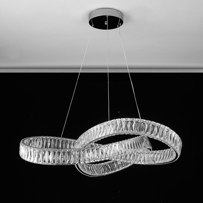 Żyrandol kryształowy nowoczesny srebrny glamour LILIBET M 80 cm LED