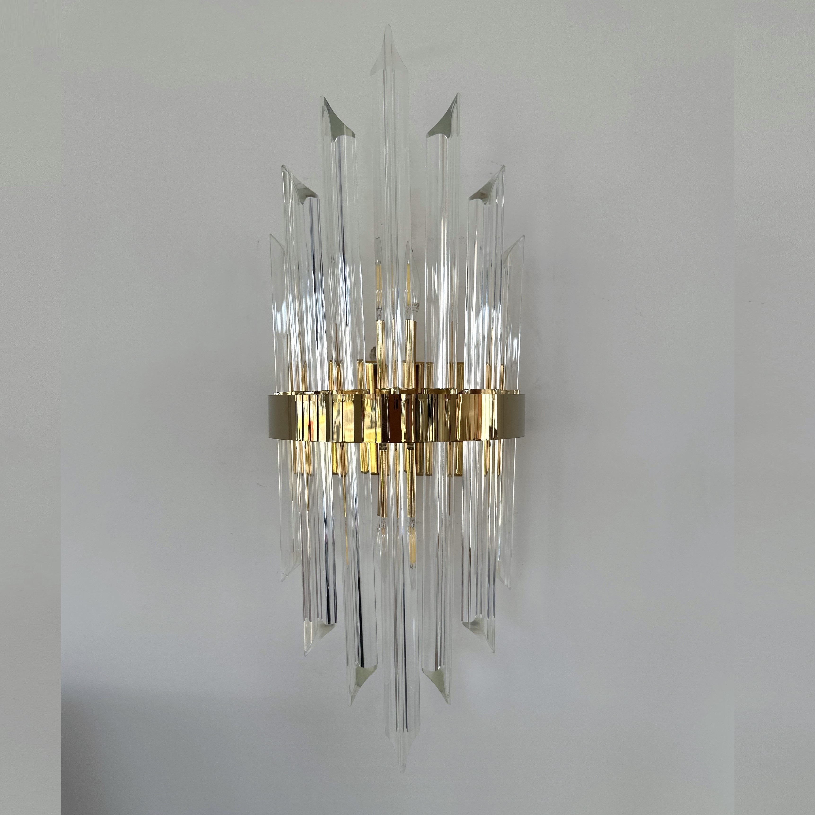Kinkiet kryształowy, złoty, glamour, designerska lampa ścienna LUCY