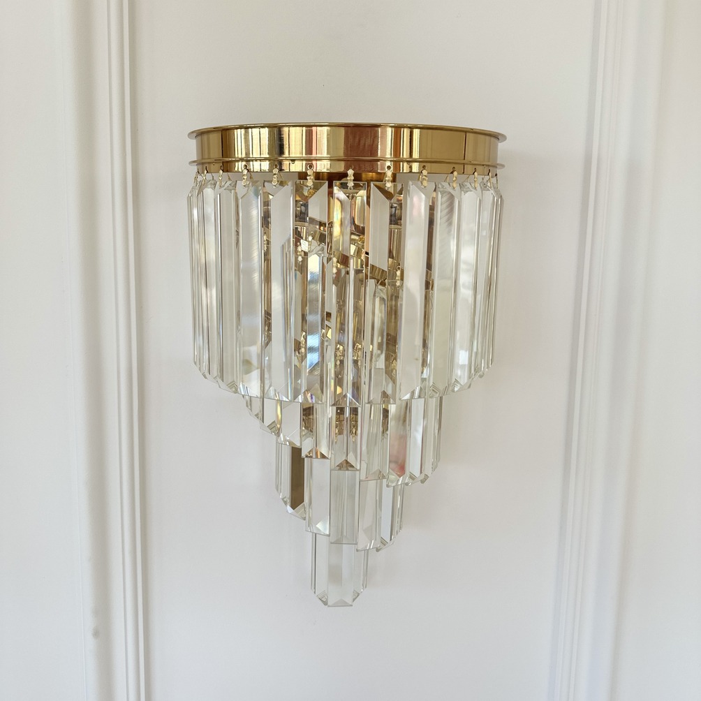 Kinkiet kryształowy, złoty, glamour, lampa ścienna DIAMOND