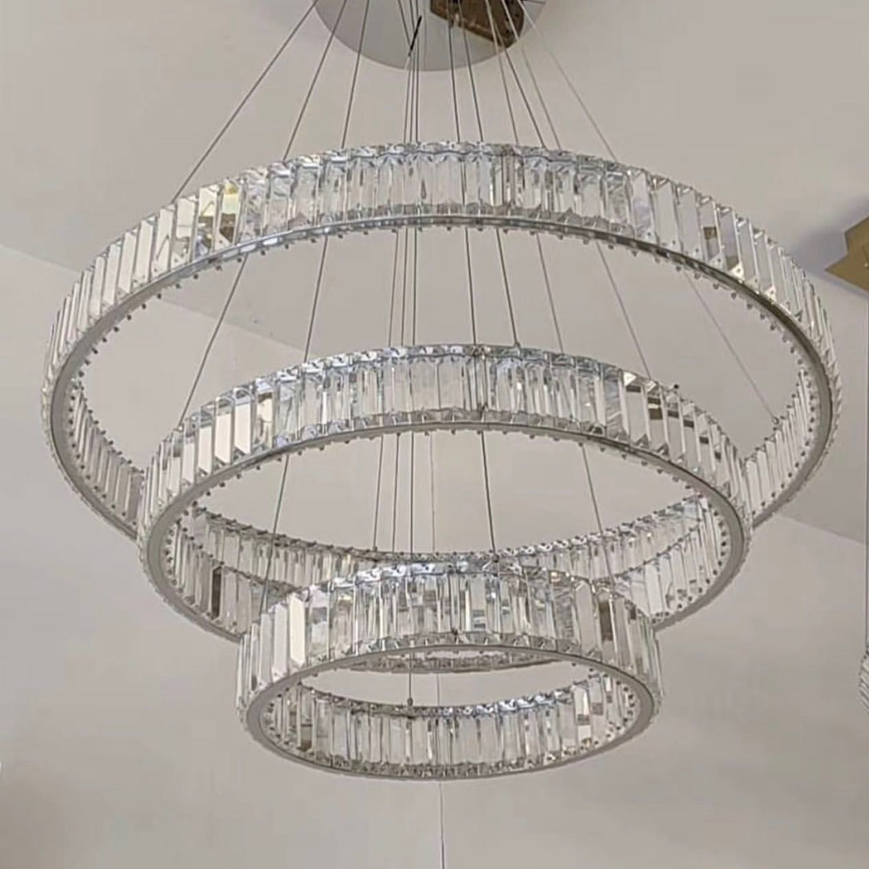 Żyrandol kryształowy nowoczesny srebrny, lampa wisząca glamour do salonu, sypialni ECLIPSE L