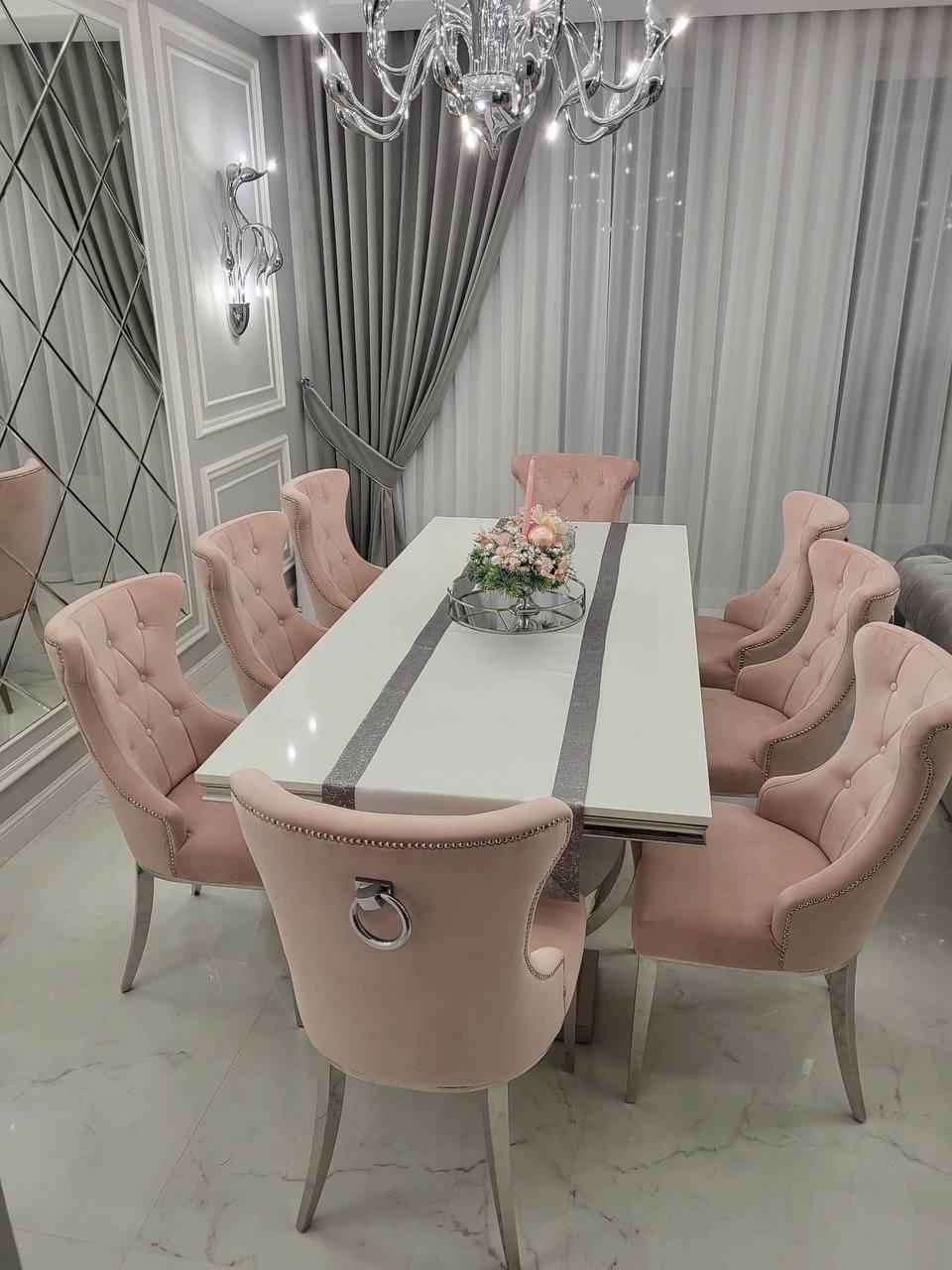 krzesła do jadalni, salon glamour nowoczesny
