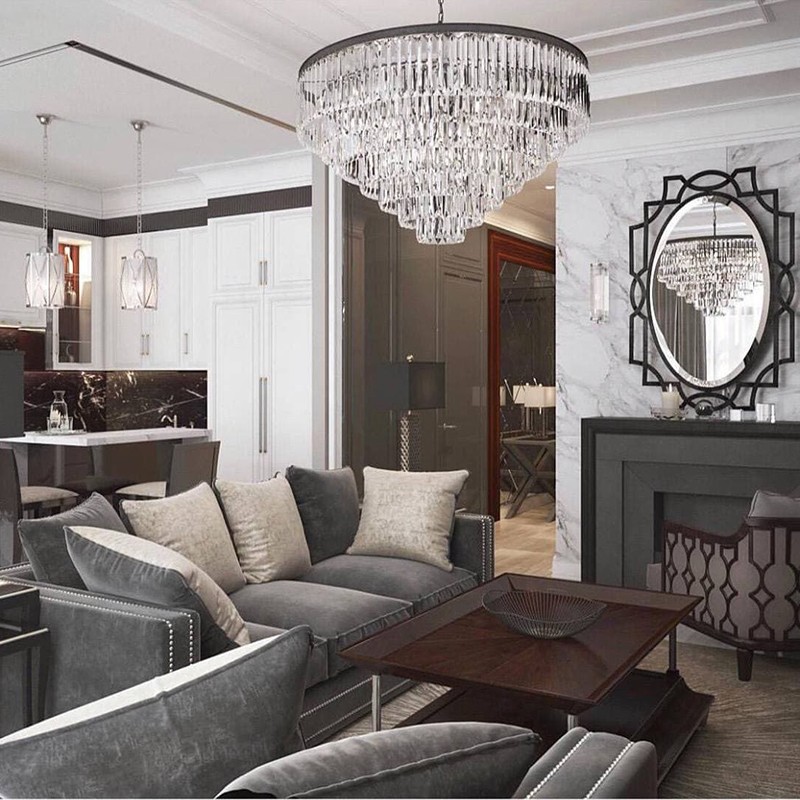 GLAMOUR silver glamour crystal pendant lamp modern steel