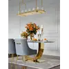 Detal materiału designerskiego krzesła tapicerowanego, z kołatką, z wysokiej jakości tkaniny plamoodpornej od Primavera Home.