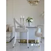 Hoker Glamour PALACE Beżowy Biały z zaznaczeniem szerokości i głębokości. Detal wykończenia od Primavera Home.