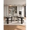 Zbliżenie na detal wykończenia blatu. Stół LV COLLECTION Srebrny od Primavera Home.
