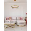 Detal głównego elementu Żyrandola Kryształowego Ring Złoty 80 cm Diamond, ekspozycja w salonie od Primavera Home.