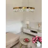 Żyrandol Kryształowy Ring Złoty 80 cm Diamond w aranżacji jadalni, meble na zamówienie od Primavera Home.