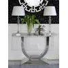 Konsola w stylu nowoczesnym glamour z białym marmurowym blatem srebrna ART DECO eksponowana w kamienicy, w atmosferze luksusu i klasy. Meble na zamówienie od Primavera Home.