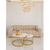 Sofa LONDON Beżowa podczas spotkania rodzinnego w salonie. Aranżacja nowoczesnego wnętrza od Primavera Home.