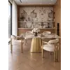 Ekstremalne zbliżenie na Krzesło beżowe złote nowoczesne designerskie w stylu włoskim ROMEO, ukazujące detale wykończenia z oferty Primavera Home.