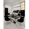 Nowoczesny stół srebrny czarny marmur do jadalni na 10 osób 240 cm ART DECO OUTLET Primavera Home ukazany z boku, idealny do aranżacji nowoczesnego wnętrza.