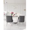Aranżacja nowoczesnego wnętrza z zestawem stół srebrny z białym marmurowym 180 cm ART DECO + 6 krzeseł szarych srebrnych DIANA, prezentująca unikalny styl od Primavera Home.