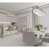 Półhoker Srebrny Glamour w jasnym wnętrzu, dodający lekkości i stylu. Meble na zamówienie od Primavera Home.