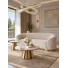 Sofa Beżowa Glamour Aksamitna FLORENCE Złote Nogi w zbliżeniu, prezentująca wysoką jakość materiału od Primavera Home.