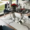 Nowoczesny stół srebrny czarny marmur do jadalni na 10 osób 240 cm ART DECO OUTLET Primavera Home w ujęciu z przodu. Oświetlenie na zamówienie od Primavera Home.