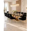 Ekspozycja w showroomie stołu złotego z czarnym marmurowym blatem, glamour 240 cm na 12 osób LV COLLECTION. Meble na zamówienie od Primavera Home.