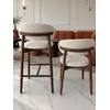 Hoker drewniany nowoczesny tapicerowany do wyspy krzesło barowe skandynawski OLIVIA przedstawiony w perspektywie. Ekspozycja w salonie od Primavera Home.