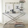 Konsola glamour stal nierdzewna srebrna szklana do przedpokoju salonu CRISS CROSS XL