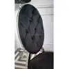 Glamour chair, upholstered quilted steel, for dining room black velour