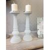 WIKA candlestick white patina glass