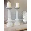 WIKA candlestick white patina glass