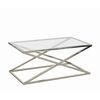 ZESTAW Stolików kawowych glamour srebrne szklany blat stal nierdzewna CRISS CROSS M
