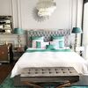 A glamor upholstered quilted bed modern New York style gray SPECTRE