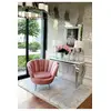 Fotel glamour SHELL SILVER nowojorski do sypialni przedpokoju różowy