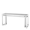 Console, glamor, stainless steel, silver glass, Oskar