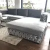 Modern corner sofa for living room, quilted, glamorous, sofa bed, New York QUEEN