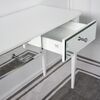 Konsola glamour lustrzana ELEGANCE, toaletka nowojorska z szufladami, biała