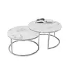 Coffee table modern silver glamour style with white stone top MARCO SILVER