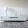 RTV chest of drawers LORENZO L SILVER High gloss white and silver