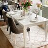 Classic glamor table, wooden, glossy, extendable, varnished for the dining room, New York, white ELEGANCE