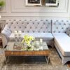 Glamour upholstered sofa, corner sofa with bedroom function PRADA