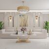 Glamor coffee table for the living room with a white marble top, gold ART DECO