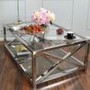 Coffee table stainless steel glass silver CRISS CROSS XXL
