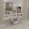 Glamor console in a modern style with a white marble top, silver ART DECO