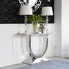 Glamor console in a modern style with a white marble top, silver ART DECO