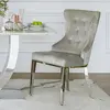 Upholstered quilted chair quilted on steel legs, silver grey for living room TIFFANY