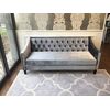 Glamour-style sofa with bedroom function NEW YORK grey meringue