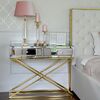 Mirror console CHICAGO GOLD on metal legs New York glamor modern 100x40x80 gold