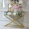 Mirror console CHICAGO GOLD on metal legs New York glamor modern 100x40x80 gold